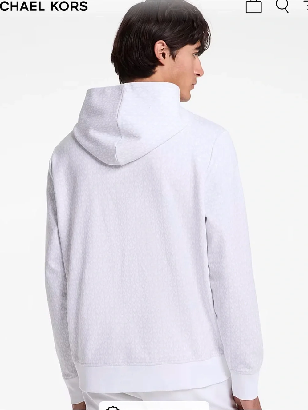 Michael Kors White Hooded Logo-Texture Pullover